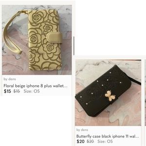 Set of 2- iphone 11 and 8 wallet case black and gold iphone 8